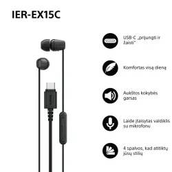 Juhtmega kõrvaklapid Sony IEREX15CB.CE7, must