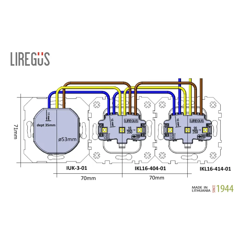 Kontaktligzda Liregus Epsilon IUK-3-01.E-S, Iezemēta rozete, bēša