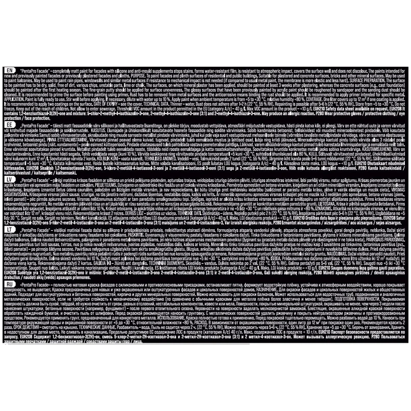 Krāsa pentacolor pentapro fas. balta 5l