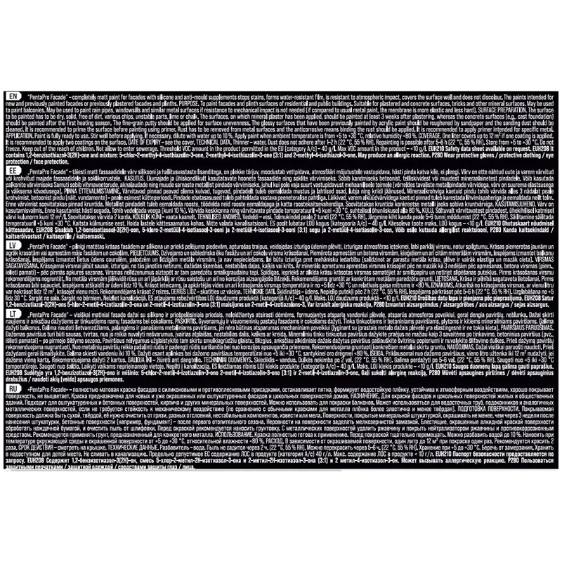 Krāsa Pentacolor PentaPro Facade, balta, 5 l