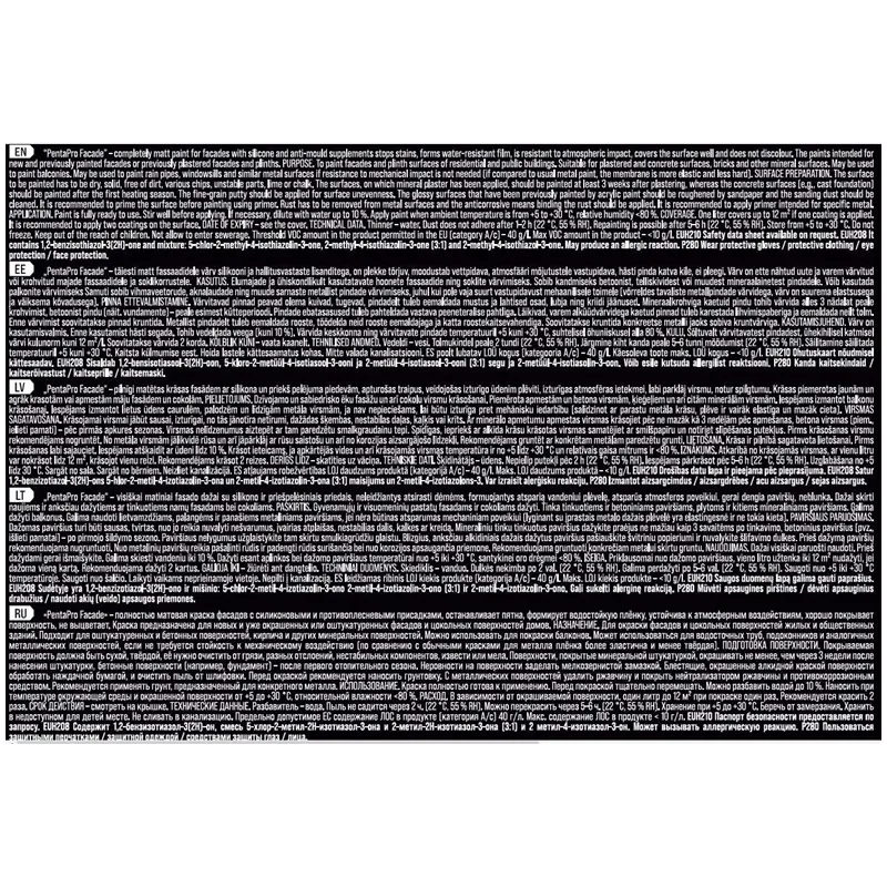 Krāsa Pentacolor PentaPro Facade, balta, 10 l