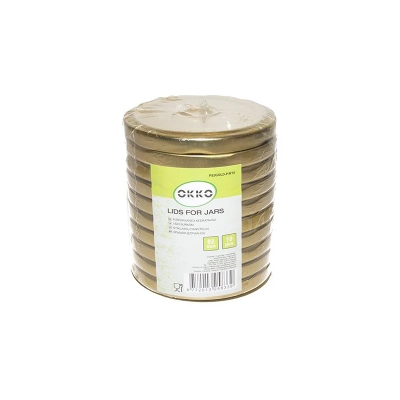 Vītņotu vāciņu komplekts. DIA8.2 cm. 10 gab. zeltaini