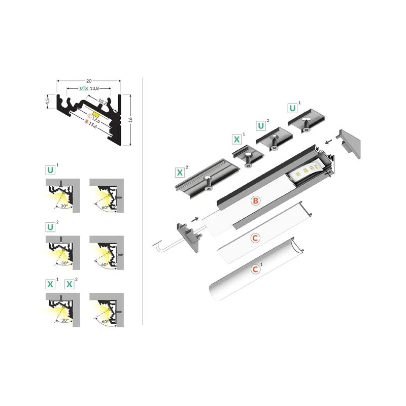 Profilu komplekt corner10 2000mm balts