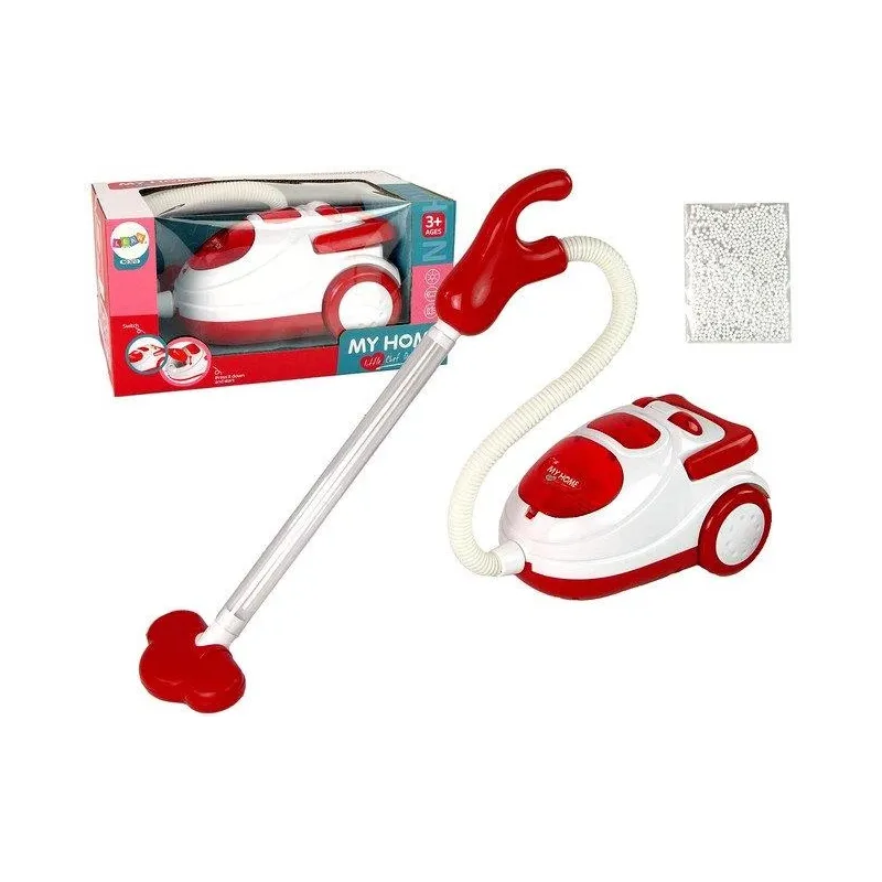Namų ruošos žaislas, dulkių siurblys Lean Toys My Home 2in1, balta sp.-raudona sp.