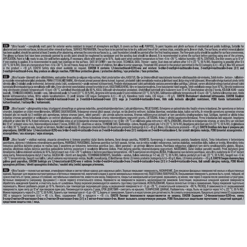 Krāsa pentacolor ultra fasad balta 3 l