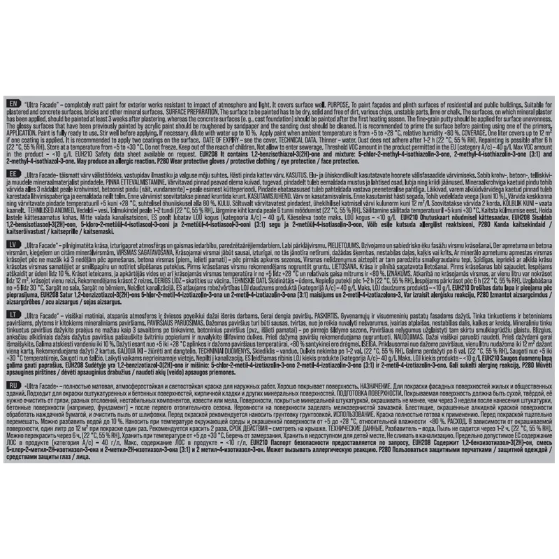 Fasāžu krāsa Pentacolor Ultra Facade, balta krās., 3 l