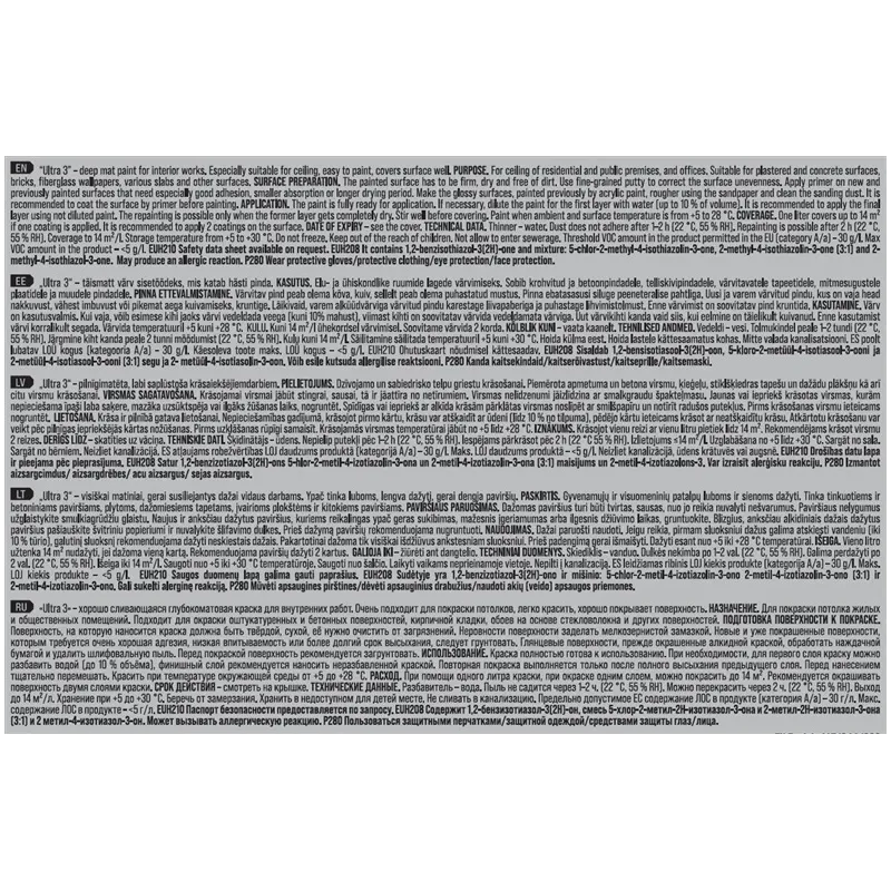 Krāsas pamatne Pentacolor Ultra 3, emulsija, pilnīgi matēta, 5 l