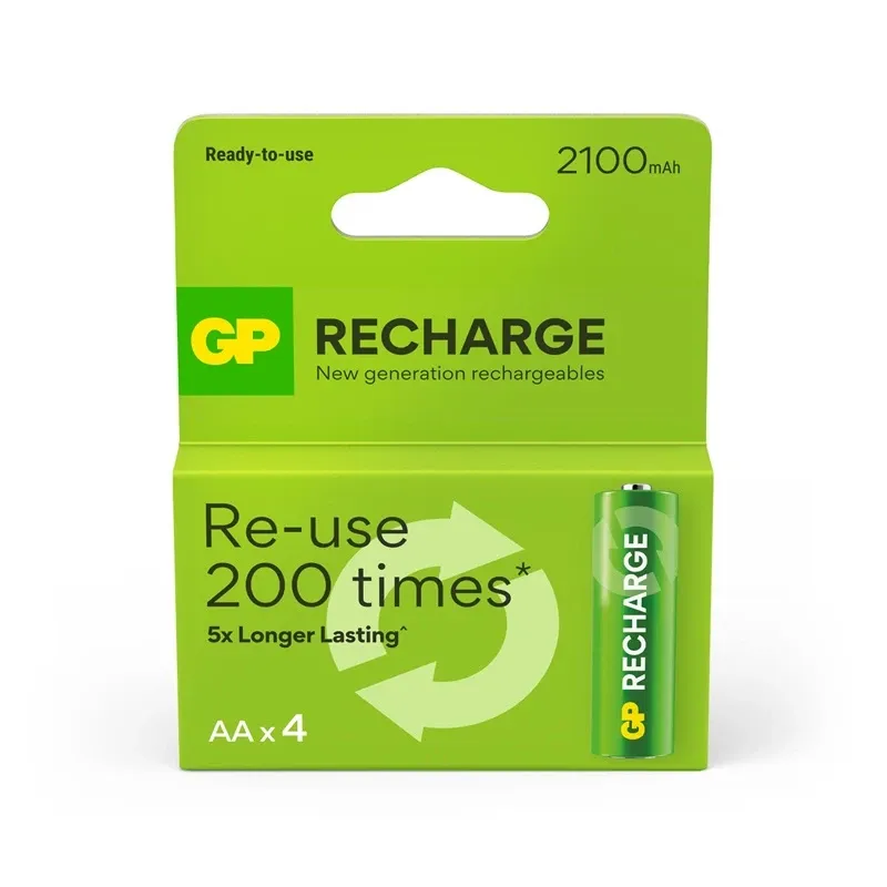 Uzlādējamās baterijas GP GPRHC212L001, AA, 2100 mAh, 4 gab.