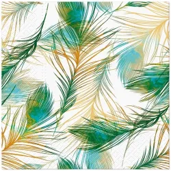Napkins paper feather comp 33x33cm 20pcs