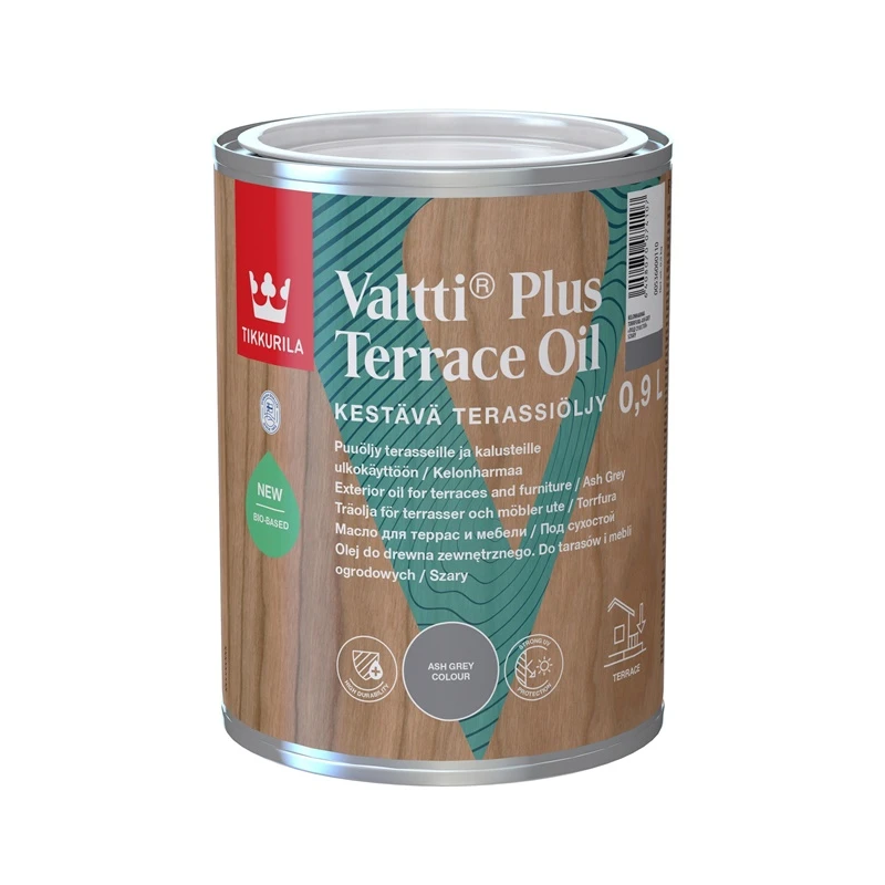 Eļļa valtti plus terrace oil 0.9l pelēka