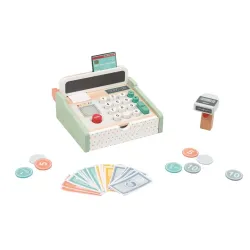 Rotaļlieta koka kases aparāts