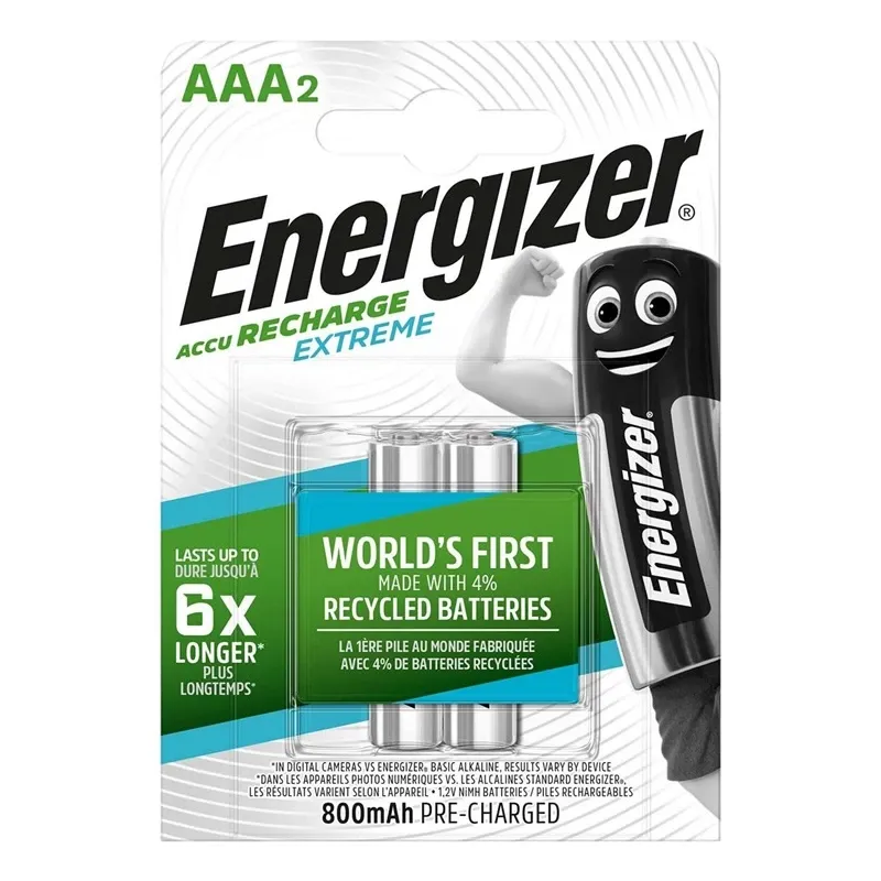Uzlādējamās baterijas Energizer, AAA, 800 mAh, 2 gab.