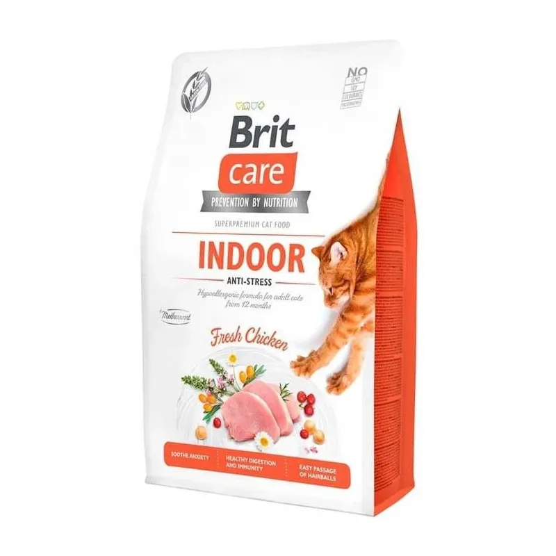 Sausā kaķu barība Brit Indoor Anti-stress, vistas gaļa, 2 kg