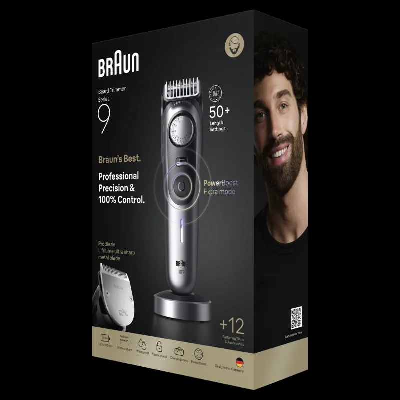 Триммер для бороды Braun Series 9 BT9560, li-ion, черный