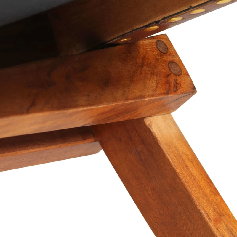 vidaXL saliekams atpūtas krēsls, brūna dabīgā āda