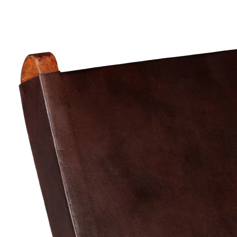 vidaXL saliekams atpūtas krēsls, brūna dabīgā āda