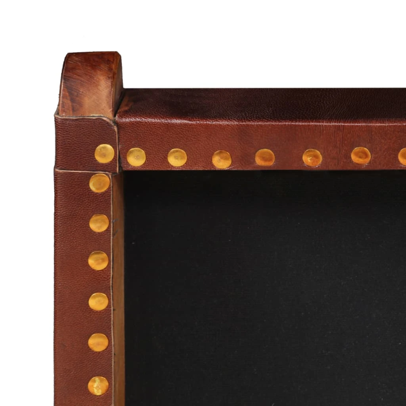 vidaXL saliekams atpūtas krēsls, brūna dabīgā āda