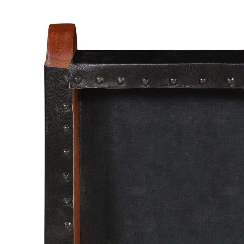 vidaXL saliekams atpūtas krēsls, melna dabīgā āda