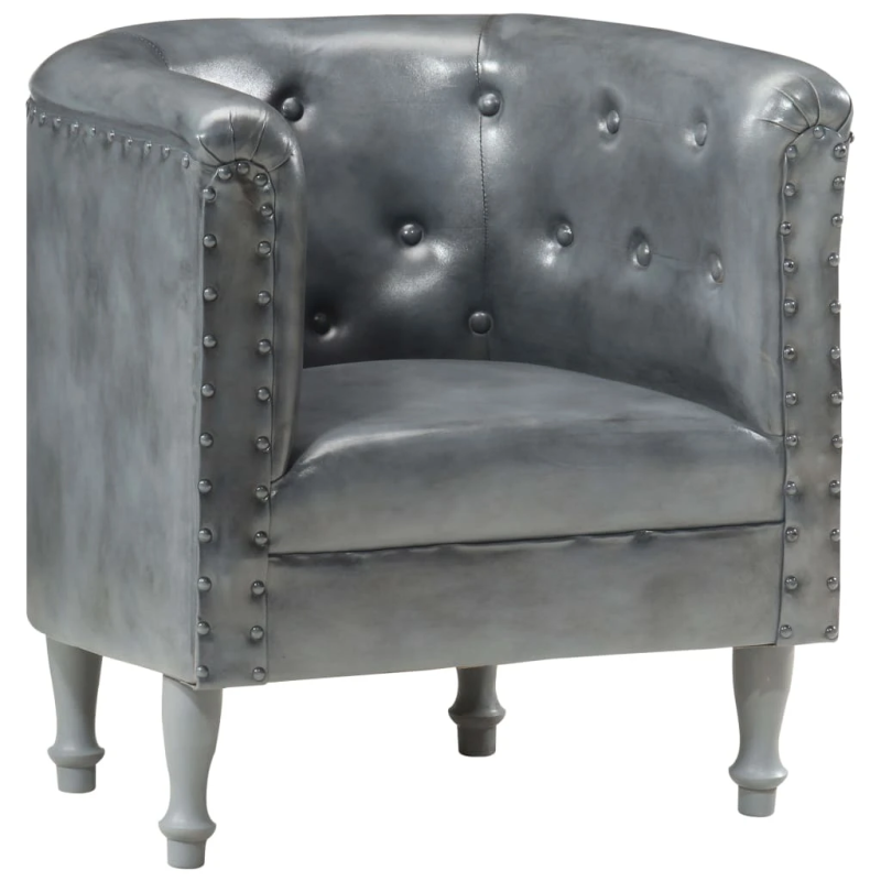 vidaXL atpūtas krēsls, pelēka dabīgā āda