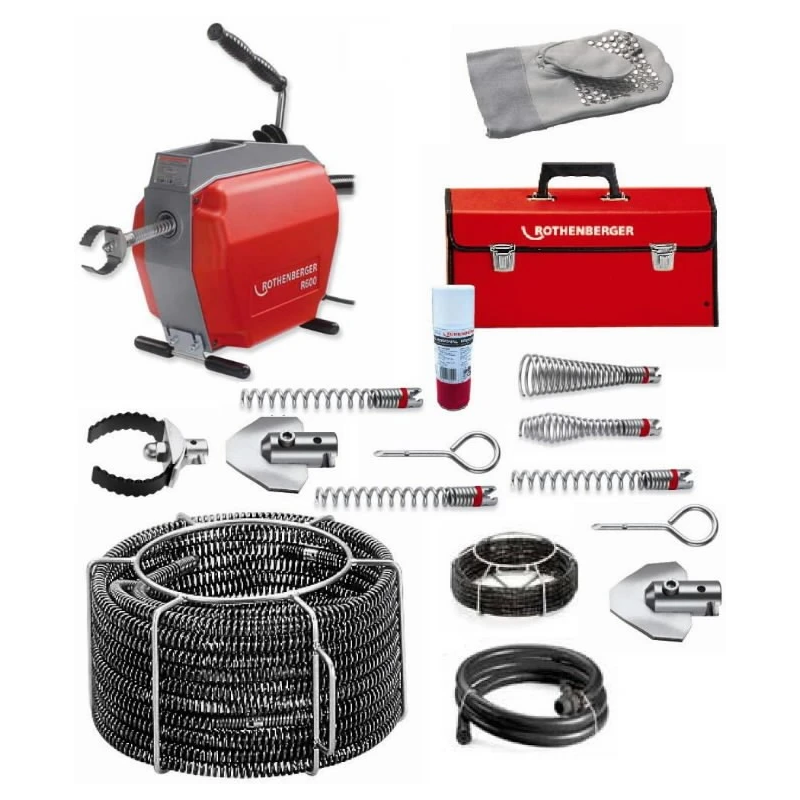 Cauruļu tīrīšanas iekārta R600, komplektā 16mm+22mm spirāle, Rothenberger