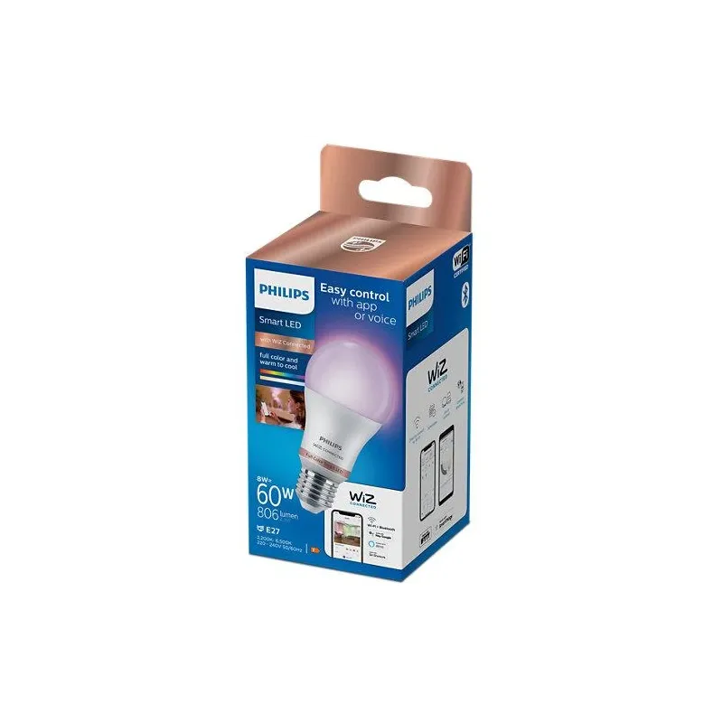 LED lampa Philips Wiz LED. daudzkrāsaina. E27. 8 W. 806 lm