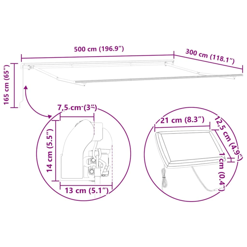 vidaXL Pārklājuma struktūra Balts 500 × 300 cm Alumīnijs
