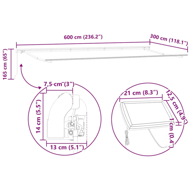 vidaXL Pārklājuma struktūra Balts 600 × 300 cm Alumīnijs