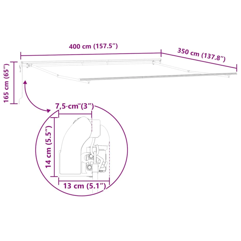 vidaXL Pārklājuma struktūra Balts 400 × 350 cm Alumīnijs