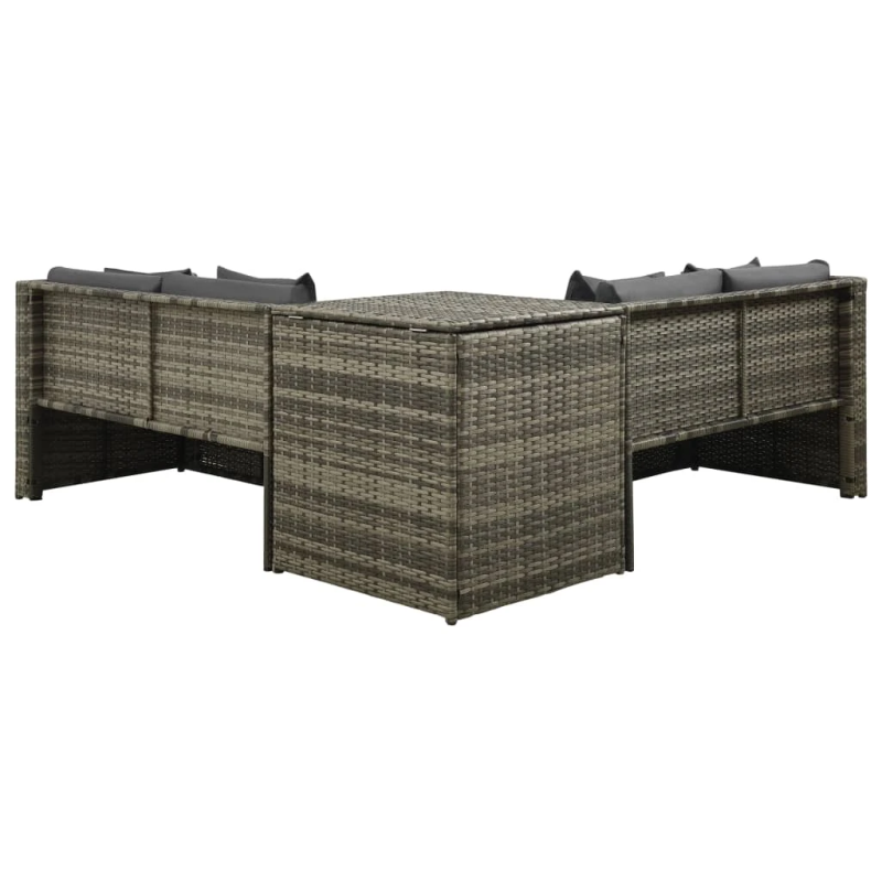 vidaXL 4-daļīgs dārza mēbeļu komplekts, matrači, PE rotangpalma