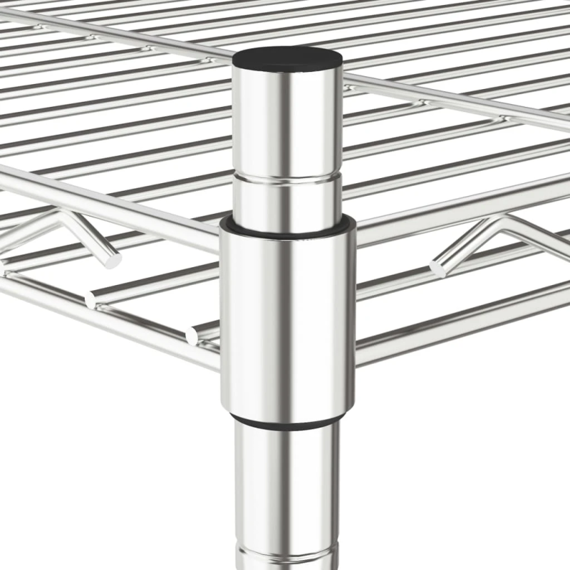 vidaXL 3 līmeņu glabāšanas plaukts ar riteņiem, 60x35x81 cm, hromēts