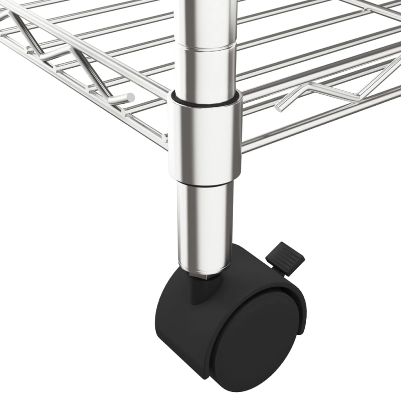 vidaXL 4 līmeņu plaukts ar riteņiem, 90x35x142 cm, hromēts, 200 kg