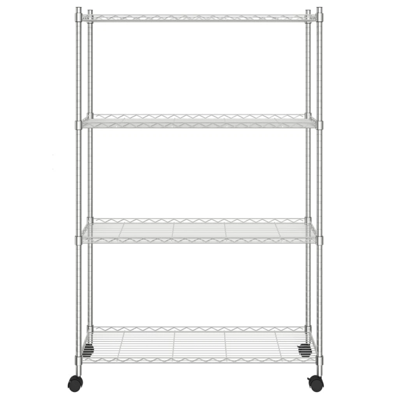 vidaXL 4 līmeņu plaukts ar riteņiem, 90x35x142 cm, hromēts, 200 kg