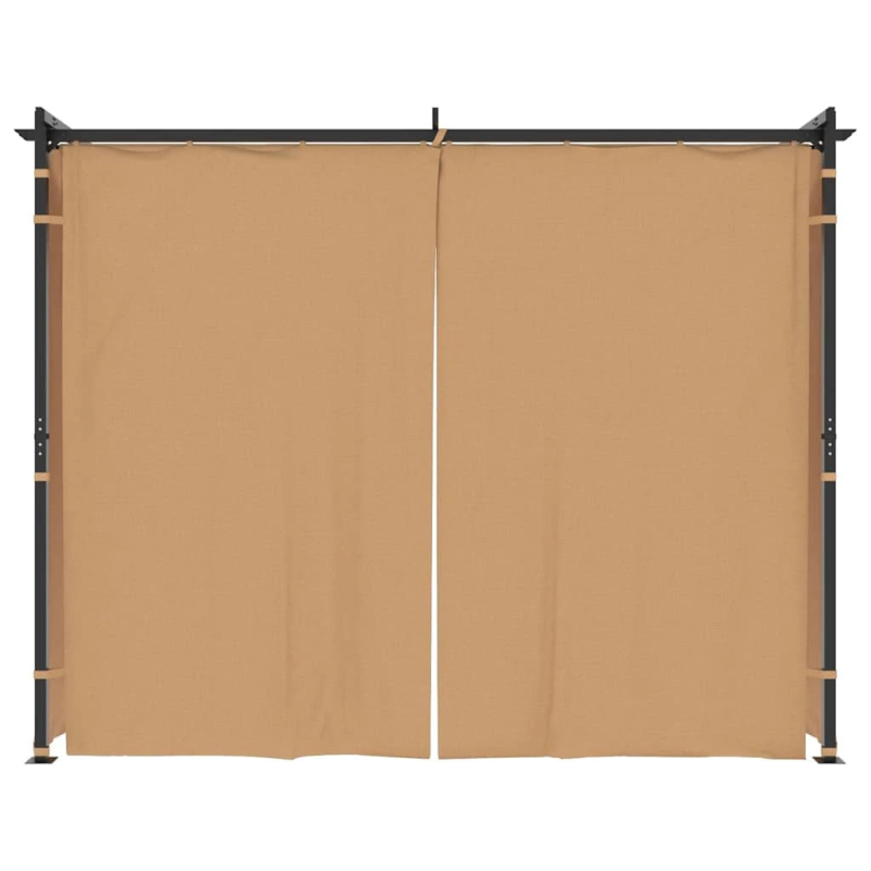 vidaXL dārza nojume ar aizkariem, 3x3 m, tērauds, pelēkbrūna