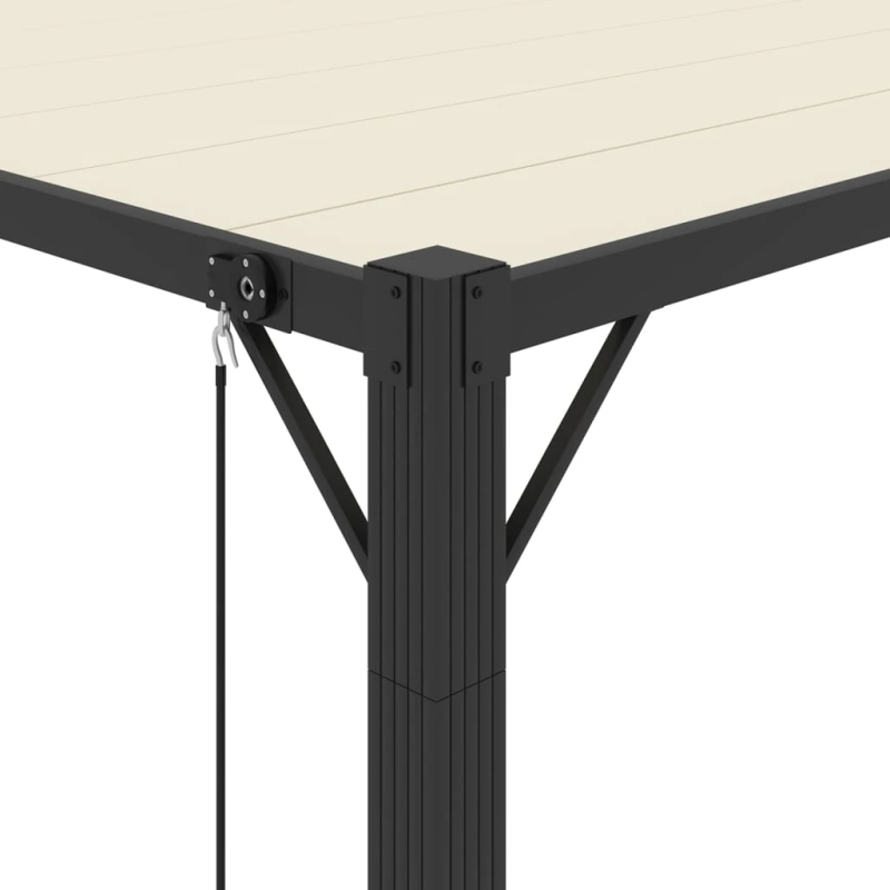 vidaXL nojume ar žalūziju jumtu, 3x3 m, krēmkrāsas audums, alumīnijs