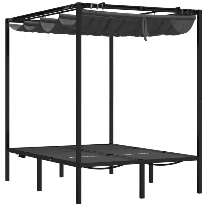 vidaXL sauļošanās zvilnis ar aizkariem, divvietīgs, antracītpelēks