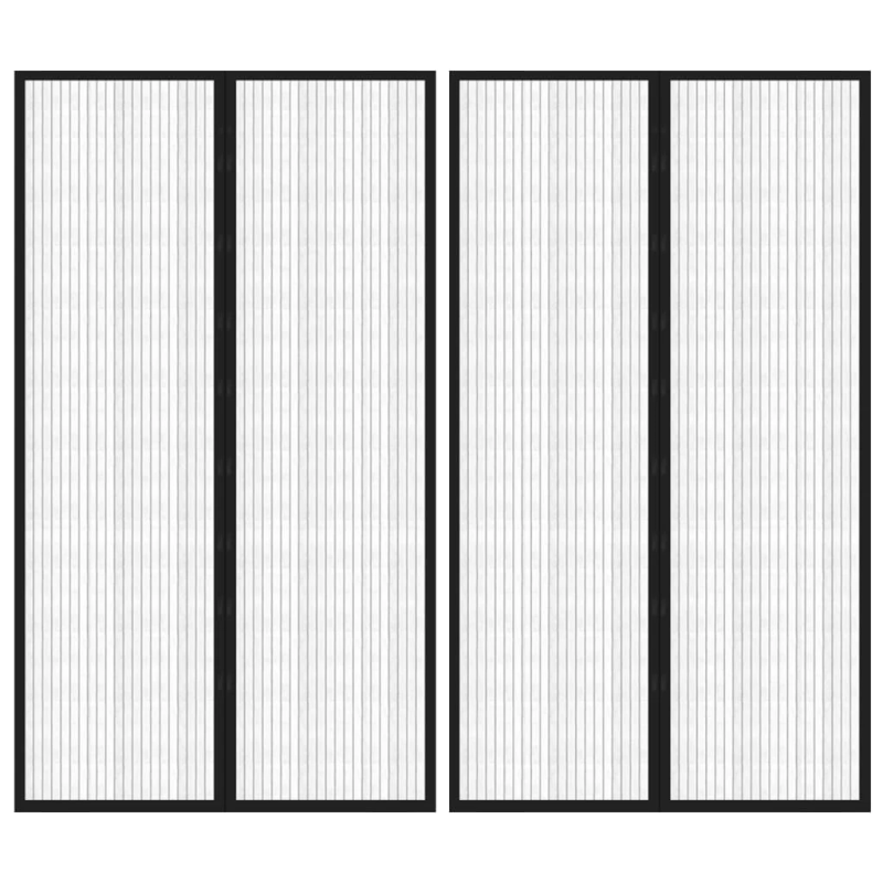 vidaXL durvju moskītu tīkli, 2 gab., ar magnētiem, 200x80 cm, melni