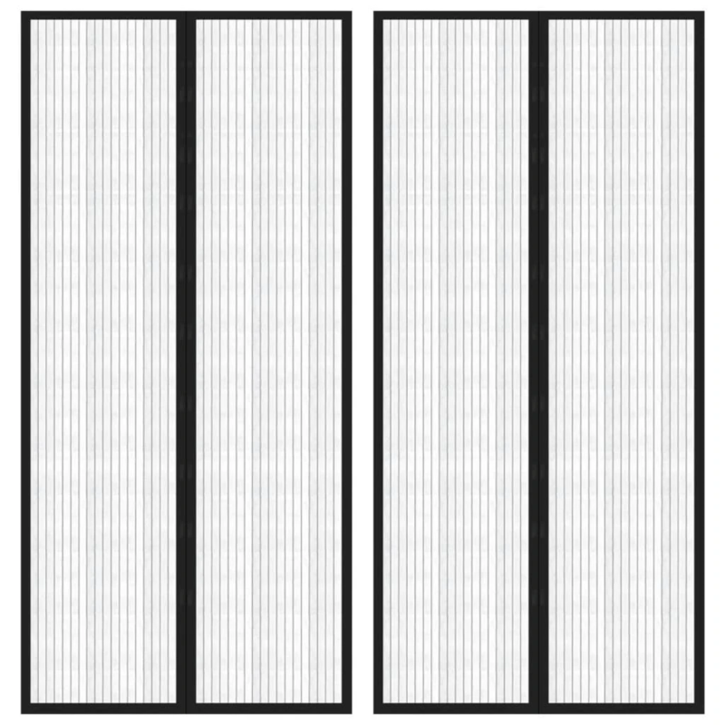 vidaXL durvju moskītu tīkli, 2 gab., ar magnētiem, 220x110 cm, melni