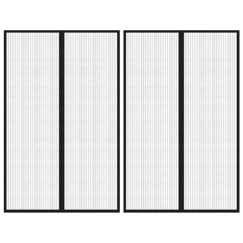 vidaXL durvju moskītu tīkli, 2 gab., ar magnētiem, 220x130 cm, melni