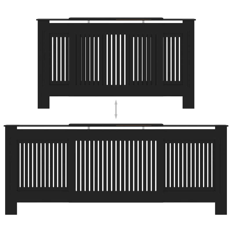 vidaXL radiatora pārsegs, melns MDF, 205 cm