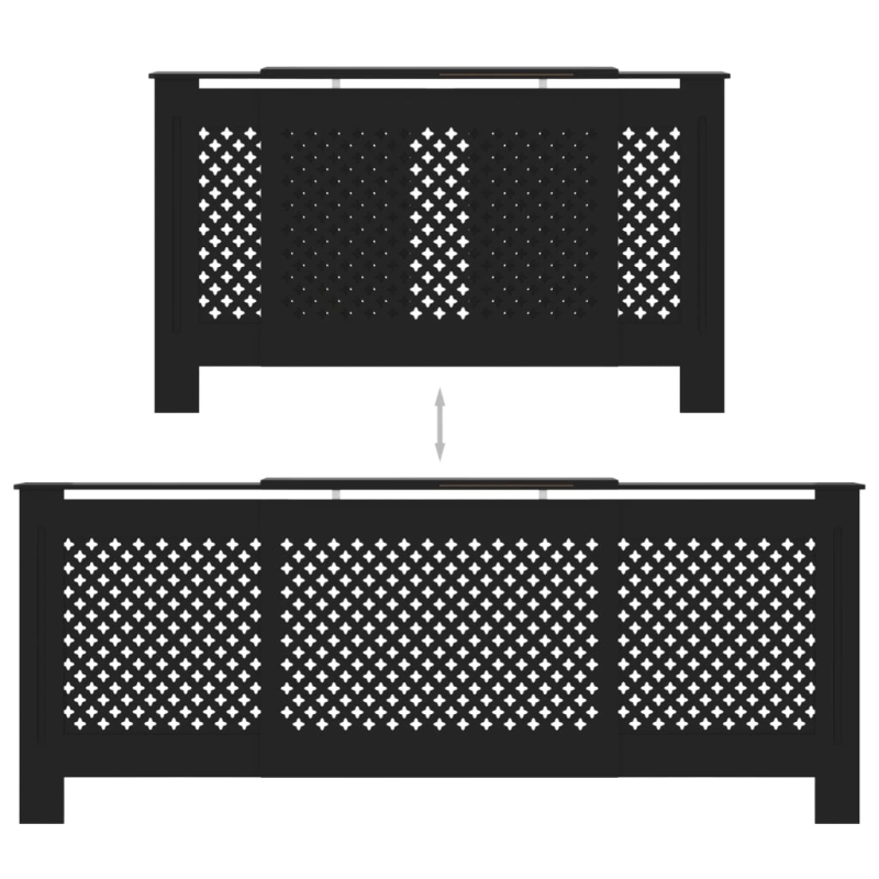 vidaXL radiatora pārsegs, melns MDF, 205 cm