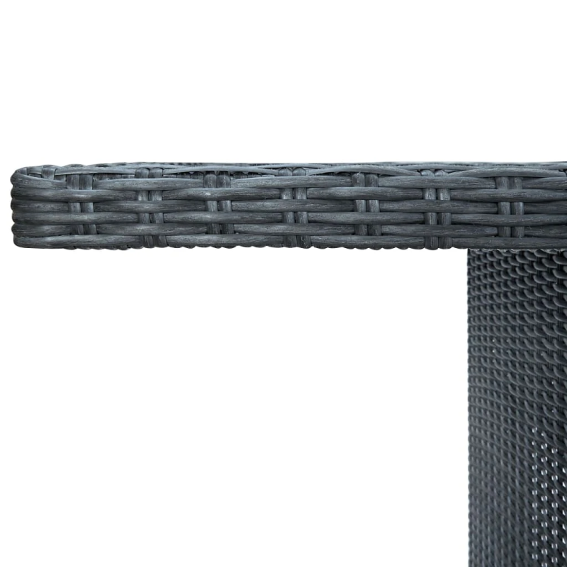 vidaXL dārza galds, tumši pelēka PE rotangpalma, rūdīts stikls