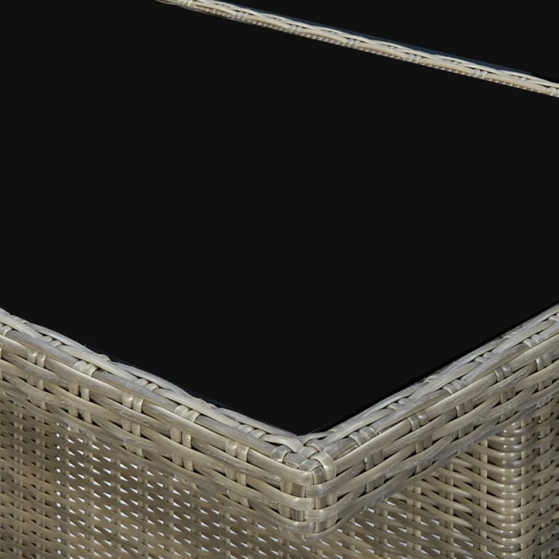 vidaXL dārza galds, brūna PE rotangpalma, rūdīts stikls