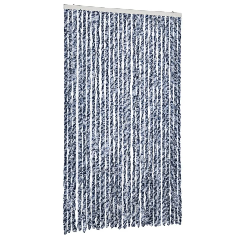 vidaXL kukaiņu aizkars, zils un balts, 118x220 cm, šenils