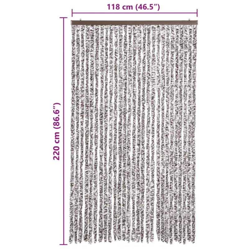 vidaXL kukaiņu aizkars, 118x220 cm, brūns un bēšs šenils