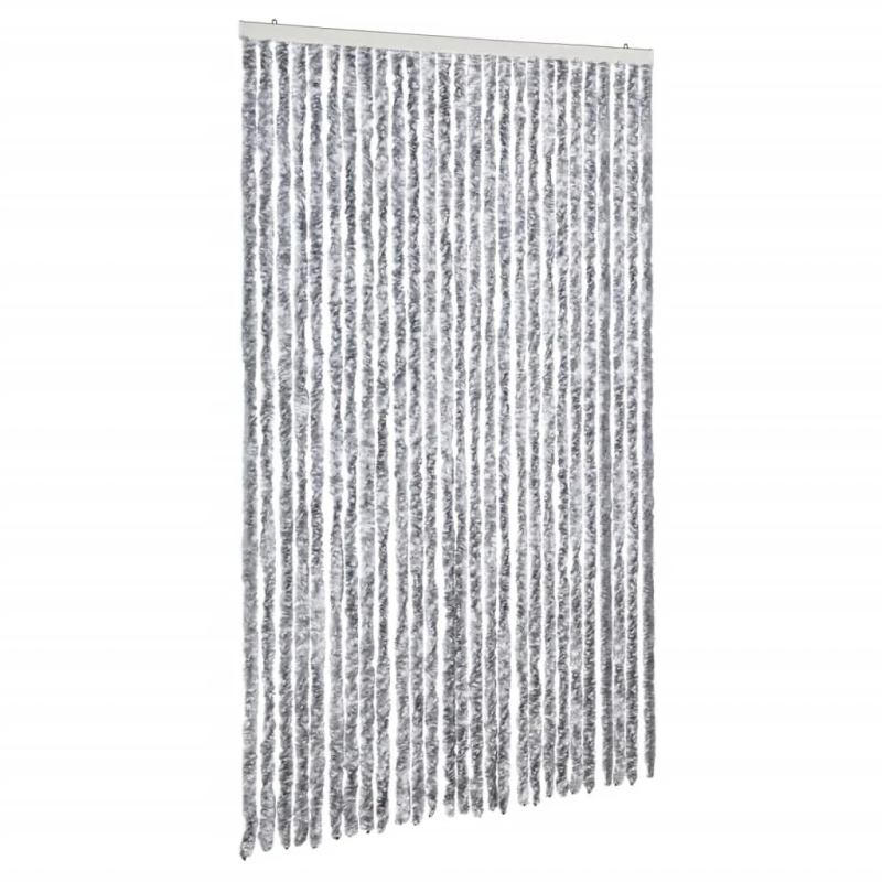 vidaXL kukaiņu aizkars, balts un pelēks, 118x220 cm, šenils