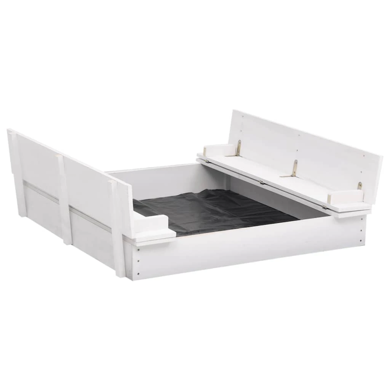 vidaXL smilšu kaste, egles koks, balta, 95x90x15 cm