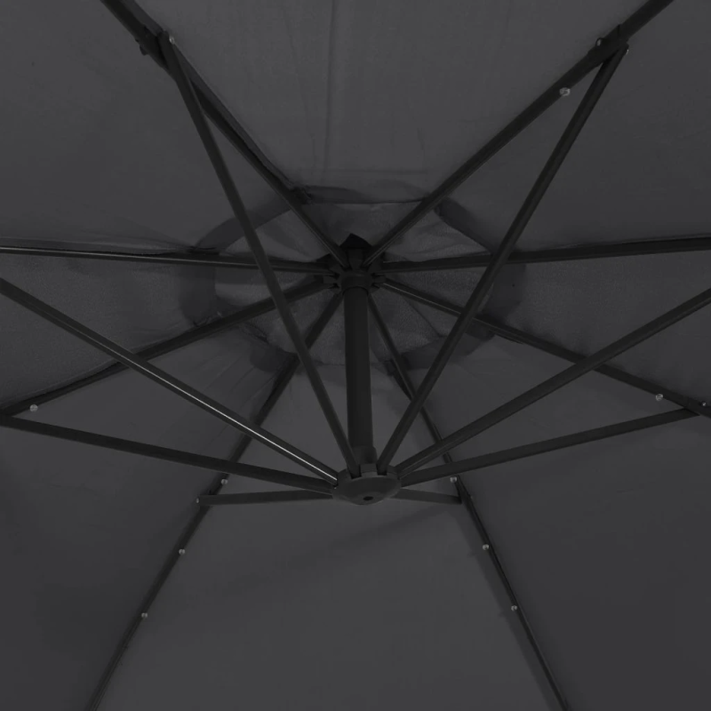 vidaXL saulessargs ar LED gaismām, 350 cm, melns