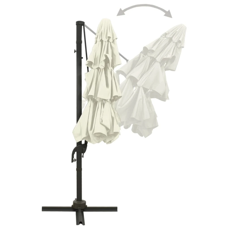 vidaXL 4-līmeņu saulessargs ar alumīnija kātu, 3x3 m, smilšu krāsa