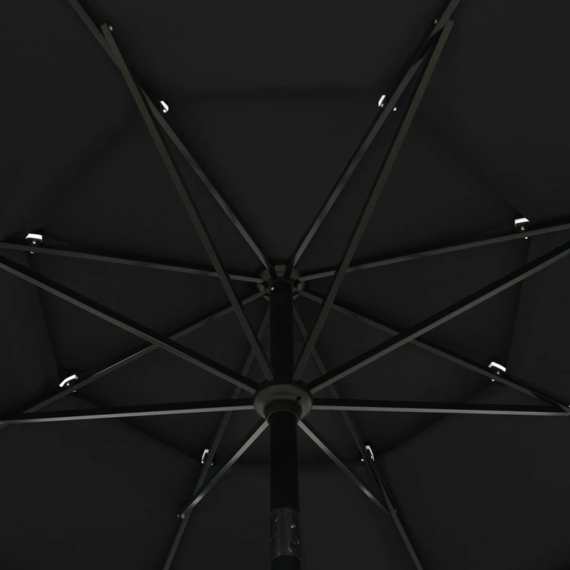 vidaXL 3-līmeņu saulessargs ar alumīnija kātu, 3,5 m, melns