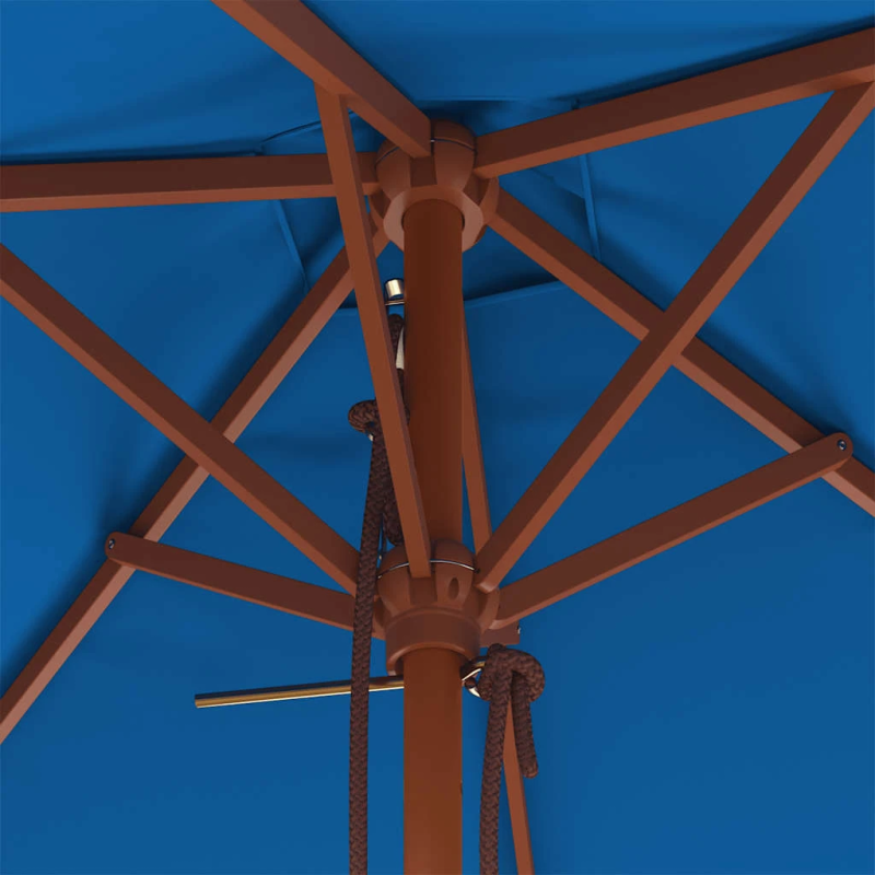 vidaXL dārza saulessargs ar koka kātu, zils, 150x200 cm